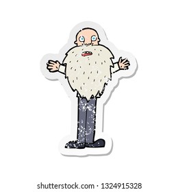 retro distressed sticker of a cartoon bearded old man