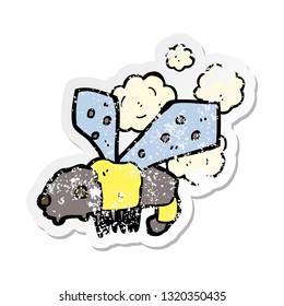 retro distressed sticker of a cartoon bee