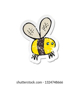 retro distressed sticker of a cartoon bee