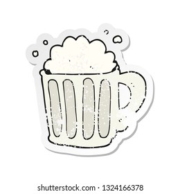 retro distressed sticker of a cartoon beer