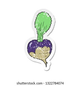 pegatina retro angustiada de una remolacha de dibujos animados