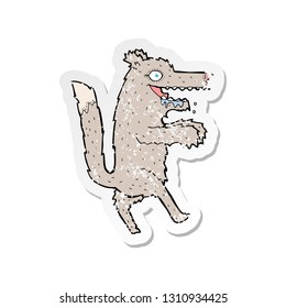 retro distressed sticker of a cartoon big bad wolf