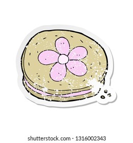 retro distressed sticker of a cartoon biscuit