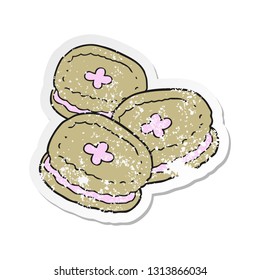 retro distressed sticker of a cartoon biscuits