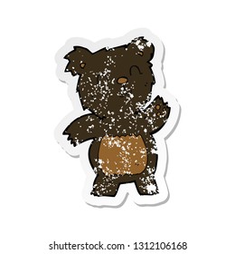 retro distressed sticker of a cartoon black bear