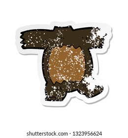 retro distressed sticker of a cartoon black bear body (mix and match cartoons)