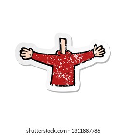retro distressed sticker of a cartoon body waving arms