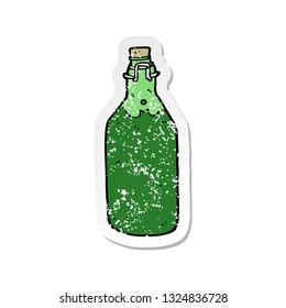 retro distressed sticker of a cartoon bottle