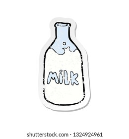 retro distressed sticker of a cartoon bottle of milk