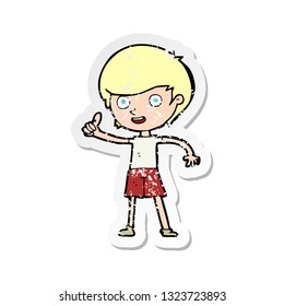 retro distressed sticker of a cartoon boy giving thumbs up symbol