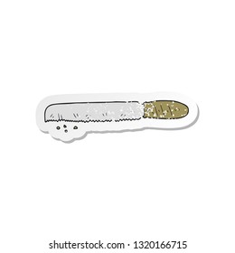 retro distressed sticker of a cartoon bread knife