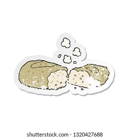 retro distressed sticker of a cartoon bread