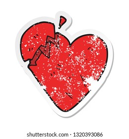 retro distressed sticker of a cartoon broken heart