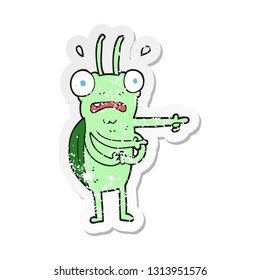 retro distressed sticker of a cartoon bug