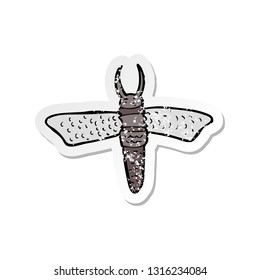 retro distressed sticker of a cartoon bug