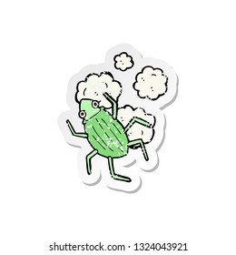 retro distressed sticker of a cartoon bug