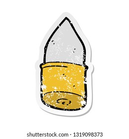 retro distressed sticker of a cartoon bullet