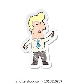 retro distressed sticker of a cartoon businessman