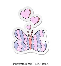 retro distressed sticker of a cartoon butterfly