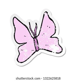 retro distressed sticker of a cartoon butterfly symbol