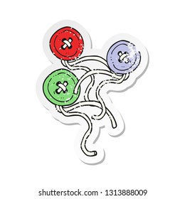 retro distressed sticker of a cartoon buttons
