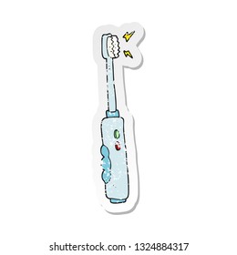 retro distressed sticker of a cartoon buzzing electric toothbrush