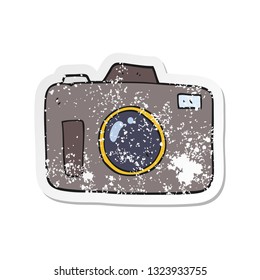 pegatina retro angustiada de una cámara de dibujos animados