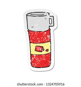 retro distressed sticker of a cartoon camping flask