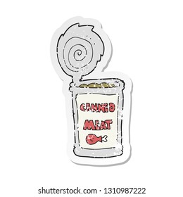 retro distressed sticker of a cartoon canned meat