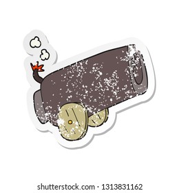 retro distressed sticker of a cartoon cannon