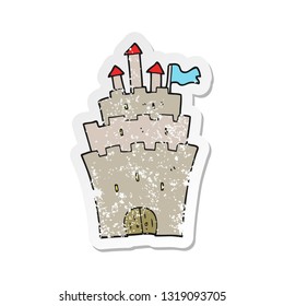 retro distressed sticker of a cartoon castle