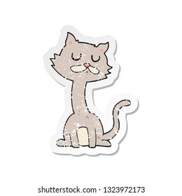 retro distressed sticker of a cartoon cat