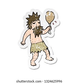 retro distressed sticker of a cartoon cave man