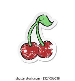 retro distressed sticker of a cartoon cherries