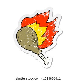 retro distressed sticker of a cartoon chicken leg