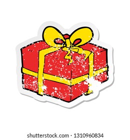 retro distressed sticker of a cartoon christmas present