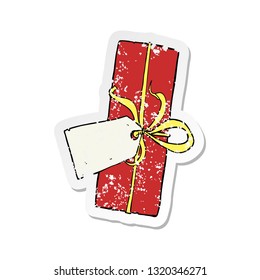 retro distressed sticker of a cartoon christmas present