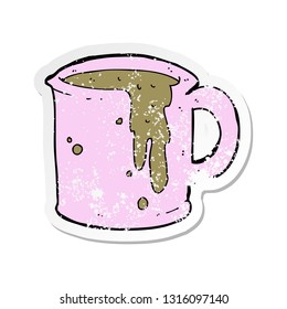 retro distressed sticker of a cartoon coffee mug