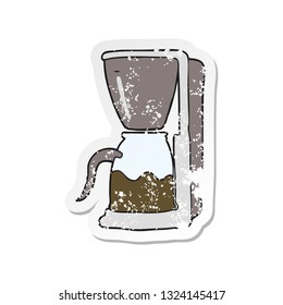 retro distressed sticker of a cartoon coffee maker