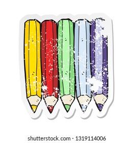retro distressed sticker of a cartoon color pencils