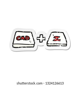 retro distressed sticker of a cartoon command Z function