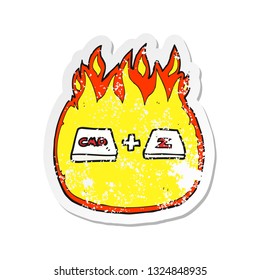 retro distressed sticker of a cartoon command Z function
