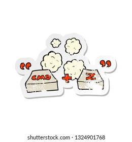 retro distressed sticker of a cartoon command Z function