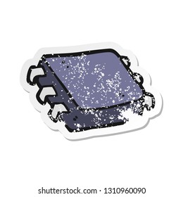 Retro-bedrückter Aufkleber eines Cartoon-Computerchips