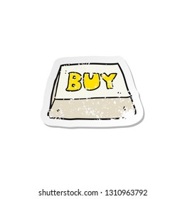 pegatina retro angustiada de una clave de computadora de dibujos animados símbolo de compra