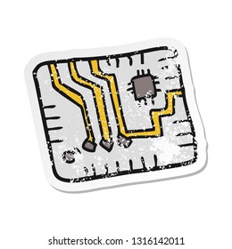 retro distressed sticker of a cartoon computer circuitboard
