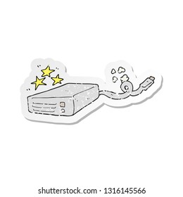 retro distressed sticker of a cartoon computer hard drive