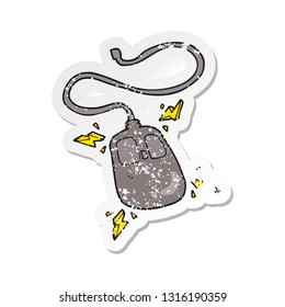 retro distressed sticker of a cartoon computer mouse