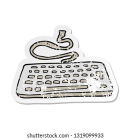 retro distressed sticker of a cartoon computer keyboard
