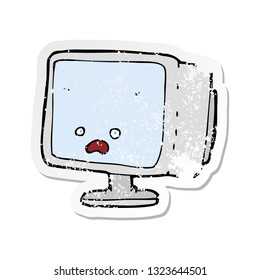 Retro-bedrückter Aufkleber eines Cartoon-Computerbildschirms
